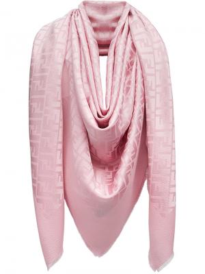 Шарф с монограммным принтом Fendi. Цвет: розовый и фиолетовый