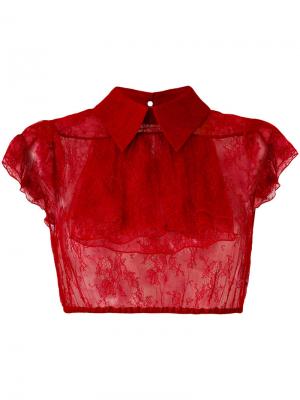 Укороченная прозрачная рубашка Nº21. Цвет: красный