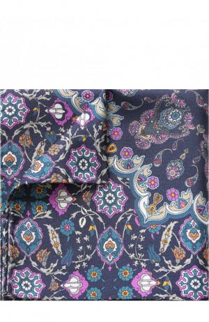 Шелковый платок с узором Eton. Цвет: темно-синий