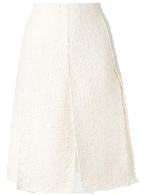 Вязаная юбка из букле Nina Ricci. Цвет: телесный