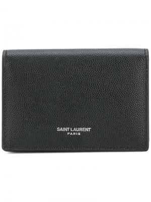 Бумажник с логотипом Saint Laurent. Цвет: чёрный