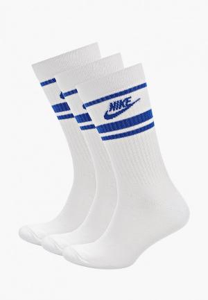 Носки 3 пары Nike. Цвет: белый