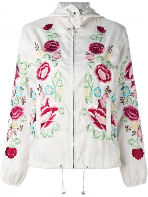 Куртка-бомбер с цветочной вышивкой P.A.R.O.S.H.. Цвет: телесный