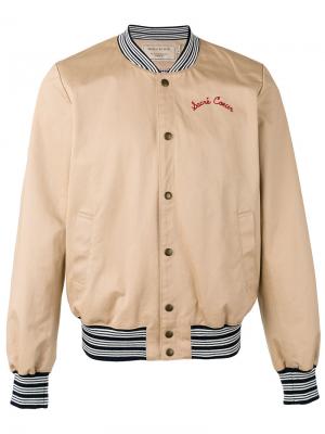 Куртка-бомбер с вышивкой Maison Kitsuné. Цвет: телесный