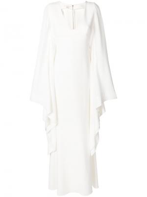 Платье с оборками и рукавами-кейп Antonio Berardi. Цвет: белый