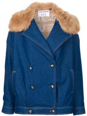 Джинсовая куртка с отделкой искусственным мехом N Duo. Цвет: синий