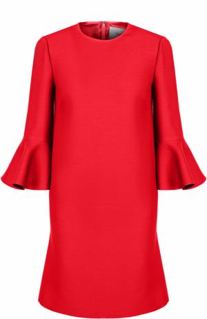 Мини-платье с расклешенными рукавами и круглым вырезом Valentino. Цвет: красный
