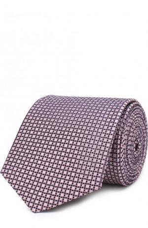 Шелковый галстук с узором BOSS. Цвет: розовый