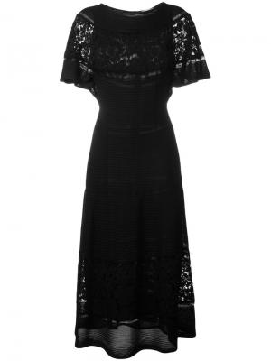 Длинное платье с кружевными панелями Valentino. Цвет: чёрный