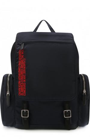 Текстильный рюкзак с внешними карманами на молнии CALVIN KLEIN 205W39NYC. Цвет: темно-синий