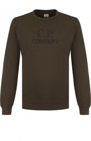 Однотонный хлопковый свитшот C.P. Company. Цвет: хаки