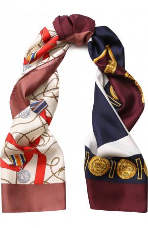 Шелковый шарф с принтом Burberry. Цвет: бордовый