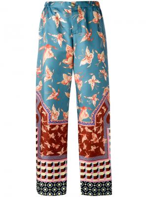 Прямые брюки в пижамном стиле F.R.S For Restless Sleepers. Цвет: синий