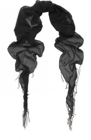 Шелковый шарф с металлической отделкой Saint Laurent. Цвет: черный