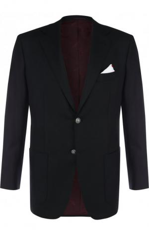 Шерстяной однобортный пиджак Kiton. Цвет: черный