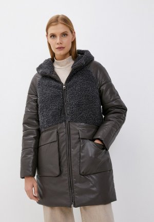 Куртка кожаная утепленная Winterra. Цвет: серый