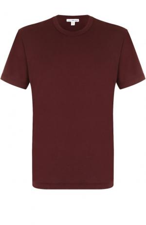 Хлопковая футболка с круглым вырезом James Perse. Цвет: бордовый