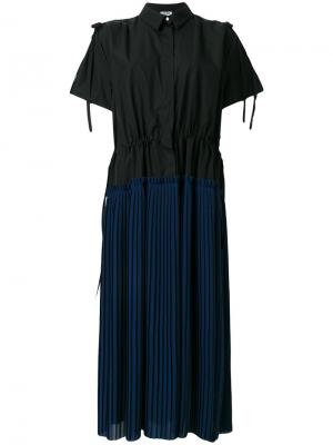 Плиссированное платье-рубашка Kenzo. Цвет: чёрный