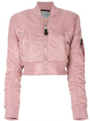 Укороченная куртка-бомбер Alpha Industries. Цвет: розовый и фиолетовый