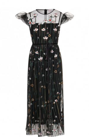 Приталенное платье-миди и декоративной вышивкой REDVALENTINO. Цвет: разноцветный