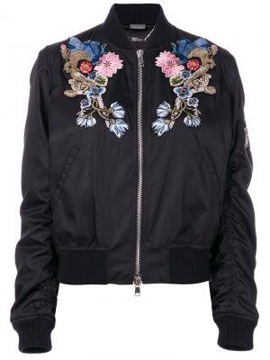 Куртка-бомбер  с цветочной вышивкой Alexander McQueen. Цвет: чёрный