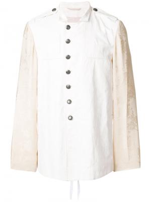 Асимметричная куртка с контрастными рукавами Ann Demeulemeester. Цвет: телесный