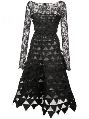 Платье с фактурной отделкой и расклешенной юбкой Oscar de la Renta. Цвет: чёрный