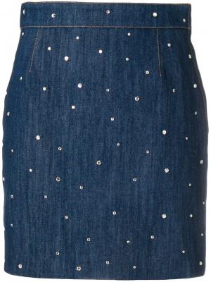 Декорированная джинсовая мини-юбка Miu. Цвет: синий