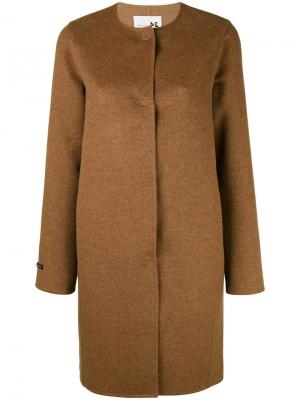 Однобортное пальто без воротника Manzoni 24. Цвет: коричневый