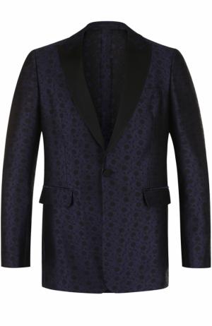 Вечерний пиджак из смеси шелка и шерсти с шалевыми лацканами Burberry. Цвет: темно-синий