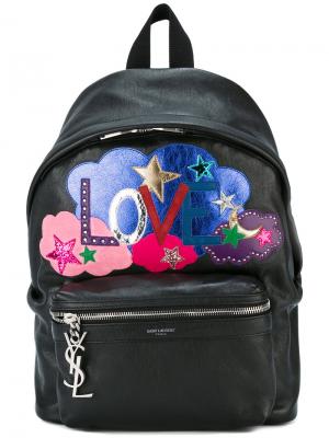 Рюкзак с нашивками Love Saint Laurent. Цвет: чёрный