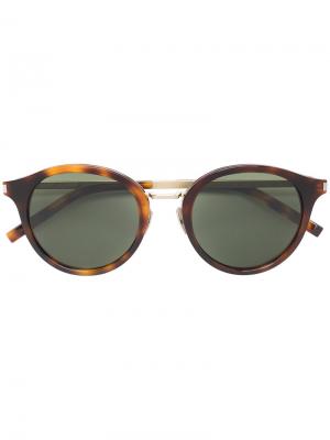 Классические круглые солнцезащитные очки Saint Laurent Eyewear. Цвет: коричневый