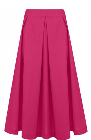 Однотонная хлопковая юбка-миди Van Laack. Цвет: розовый