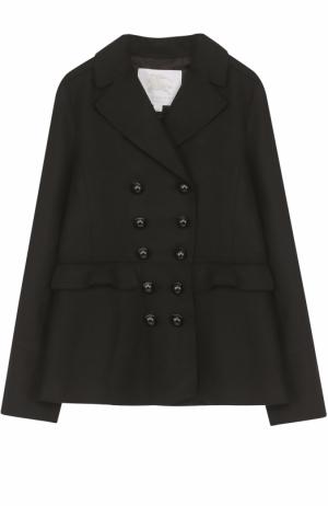 Укороченное пальто из шерсти с оборками Burberry. Цвет: черный