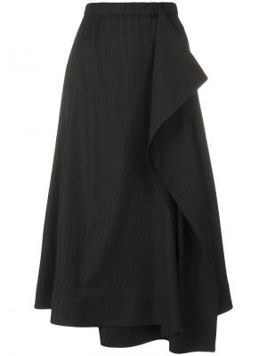 Полосатая юбка с рюшами Cédric Charlier. Цвет: чёрный