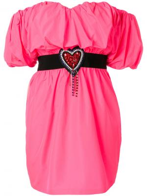 Короткое платье с открытыми плечами MSGM. Цвет: розовый и фиолетовый