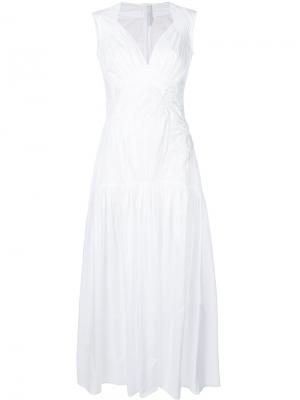 Длинное платье с вышивкой пальм Ermanno Scervino. Цвет: белый
