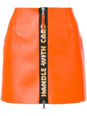 Короткая юбка А-силуэта Heron Preston. Цвет: жёлтый и оранжевый