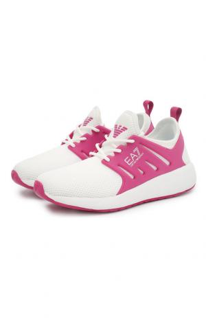 Текстильные кроссовки на шнуровке Ea 7. Цвет: розовый