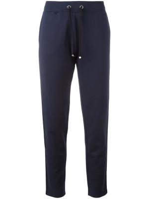 Флисовые спортивные брюки Moncler. Цвет: синий