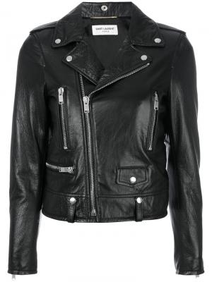 Байкерская куртка Saint Laurent. Цвет: чёрный