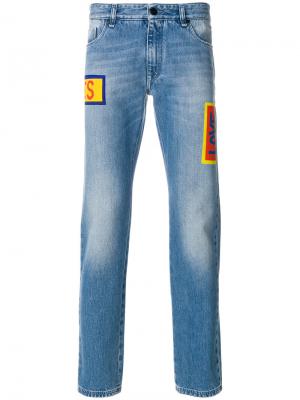 Выбеленные джинсы прямого кроя Fendi. Цвет: синий