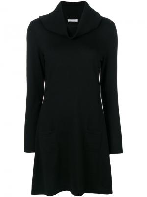 Платье-свитер с объемной горловиной Le Tricot Perugia. Цвет: чёрный