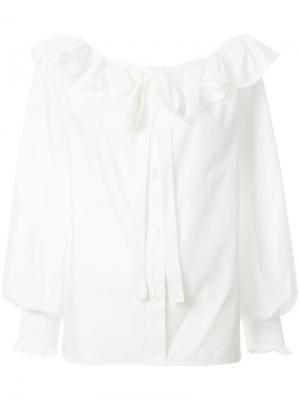 Блузка с оборкой и завязкой Marc Jacobs. Цвет: белый