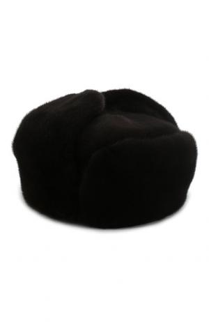 Норковая шапка-ушанка FurLand. Цвет: черный