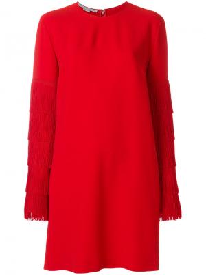 Платье-свитер с бахромой на рукавах Stella McCartney. Цвет: красный