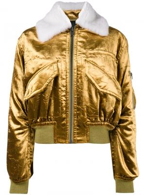 Куртка-бомбер металлик Haider Ackermann. Цвет: жёлтый и оранжевый