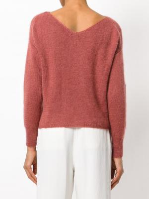 Пуловер с вырезом ковш Forte. Цвет: розовый и фиолетовый