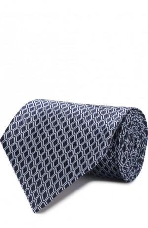 Шелковый галстук с узором Ermenegildo Zegna. Цвет: темно-синий