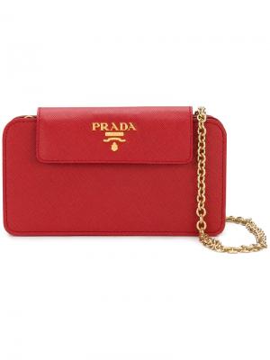 Клатч-кошелек Prada. Цвет: красный